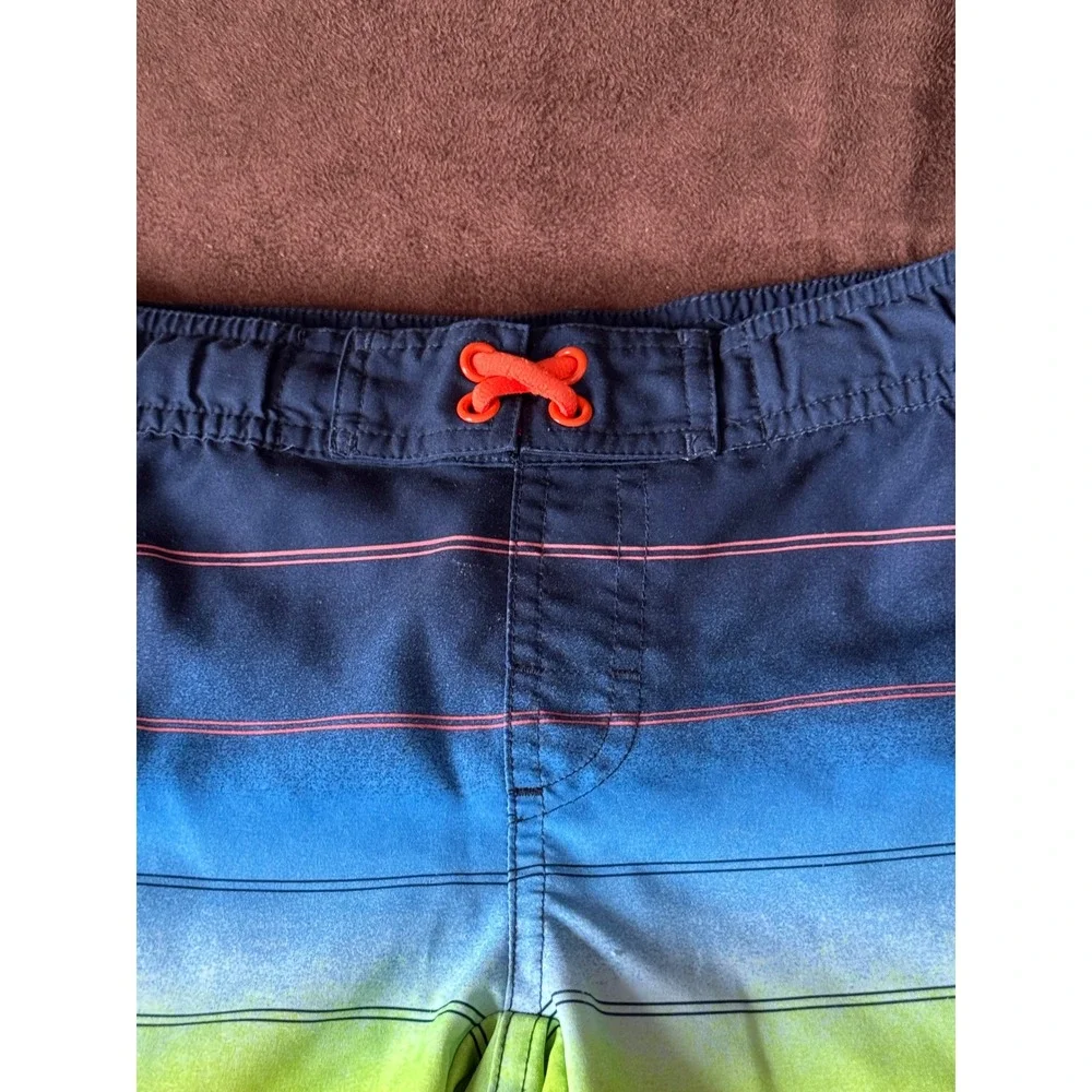 Wonder‎ Nation Boys Rainbow Ombre Striped Swim Trunks Size XS 4-5 Multicolor